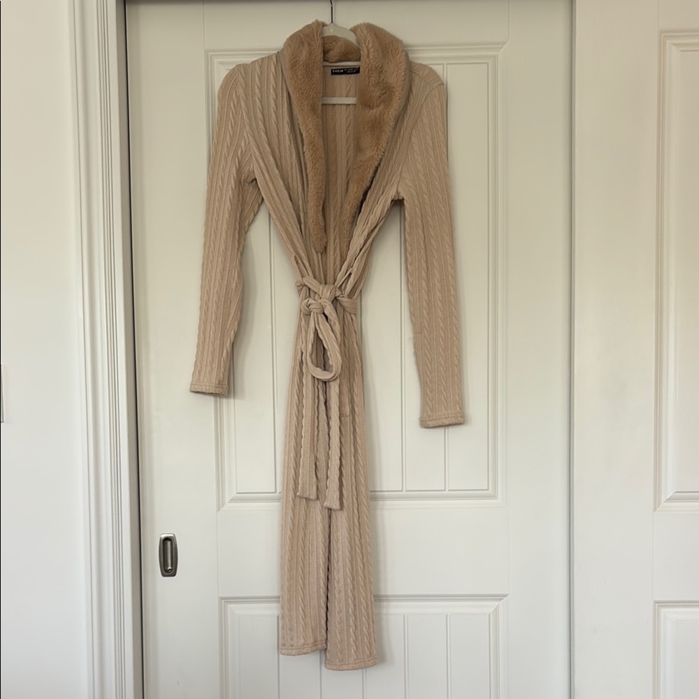 SHEIN Beige Faux Fur Jacket